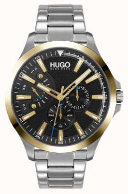 HUGO #saut décontracté | cadran noir | bracelet en acier inoxydable 1530174
