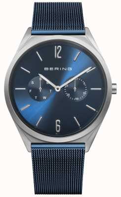 Bering Ultra mince | bracelet en maille d'acier bleu | cadran bleu 17140-307