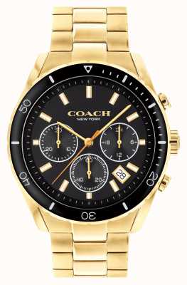 Coach Preston pour hommes | bracelet en acier plaqué or | cadran noir 14602517