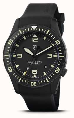 Elliot Brown Holton automatique | bracelet en caoutchouc noir | cadran noir | 101-A10-R06