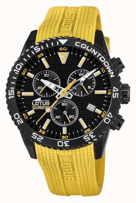 Lotus Bracelet en silicone jaune pour homme | cadran de chronographe noir L18672/4