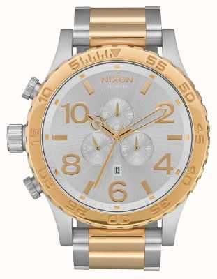 Nixon 51-30 chrono | argent / or | bracelet bicolore | cadran argenté A083-1921-00