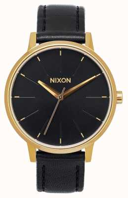 Nixon Cuir Kensington | or / noir | bracelet en cuir noir | cadran noir A108-513-00