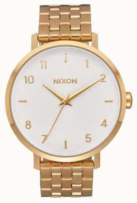 Nixon Flèche | tout or / blanc | bracelet en acier ip or | cadran blanc A1090-504-00