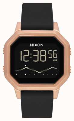 Nixon Siren ss | or rose / noir | numérique | bracelet en silicone noir A1211-1098-00