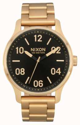 Nixon Patrouille | or / noir | bracelet en acier ip or | cadran noir A1242-513-00