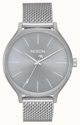 Nixon Clique milanese | tout argent | bracelet en maille d'acier inoxydable | cadran argenté A1289-1920-00