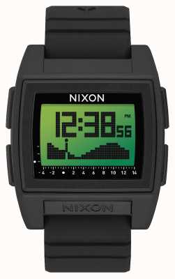Nixon Base marée pro | noir / vert positif | numérique | bracelet en silicone noir A1307-3327-00