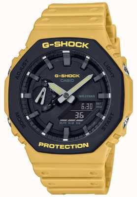 Casio | g-choc | noyau de carbone | lunette en couches | bracelet en caoutchouc jaune | GA-2110SU-9AER