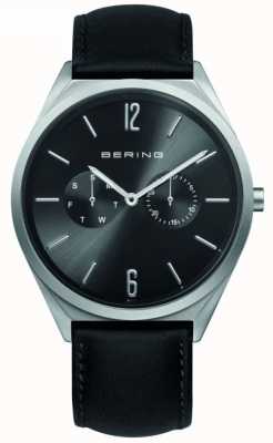 Bering Collection classique | bracelet en cuir noir | cadran noir 17140-402