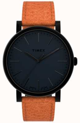 Timex | originaux 42mm | cadran noir | bracelet en cuir beige | TW2U05800