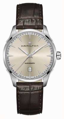 Hamilton Jazzmaster | auto | bracelet en cuir marron | cadran champagne H32475520