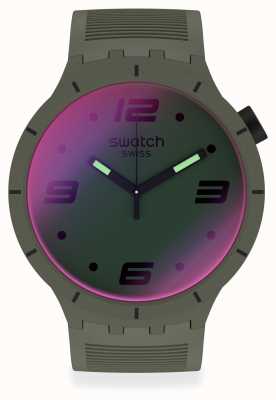 Swatch Vert futuriste | gros gras | bracelet en silicone vert | cadran bicolore SO27M105