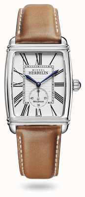 Herbelin Art déco | automatique | bracelet cuir marron cadran argenté 1938/08GO