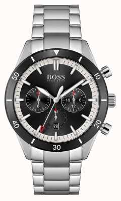 BOSS | hommes | santiago | cadran noir | bracelet en acier inoxydable | 1513862