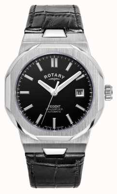 Rotary Hommes | régent | automatique | cadran noir | bracelet en cuir noir GS05410/04