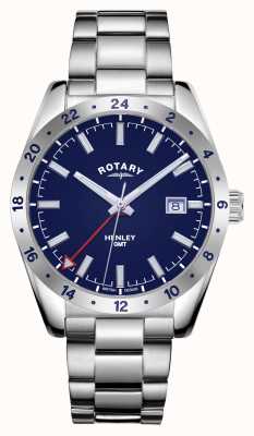 Rotary Hommes | henley | GMT | cadran bleu | bracelet en acier inoxydable GB05176/05