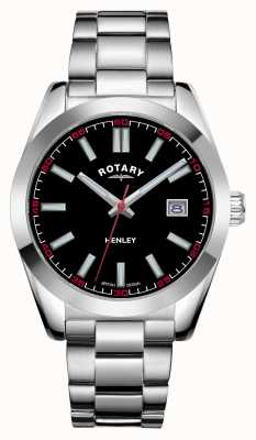 Rotary Hommes | henley | cadran noir | bracelet en acier inoxydable GB05180/04