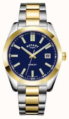 Rotary Hommes | henley | cadran bleu | bracelet en acier inoxydable deux tons GB05181/05