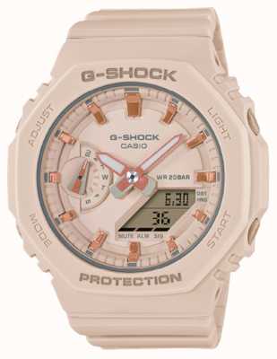 Casio G-shock de taille moyenne | bracelet en résine rose pâle | cadran rose GMA-S2100-4AER