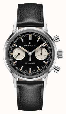 Hamilton Intramatic | mécanique | chronographe | cadran noir | bracelet en cuir noir H38429730