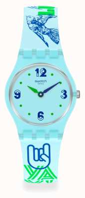 Swatch #greentouche | bracelet en silicone bleu | cadran bleu LN157