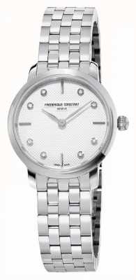 Frederique Constant Cadran diamant mince pour femme | bracelet en acier inoxydable FC-200STDS26B