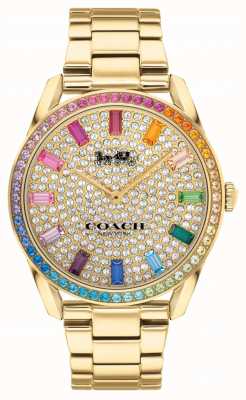 Coach Preston femmes | bracelet en acier plaqué or | cadran serti de cristal 14503657