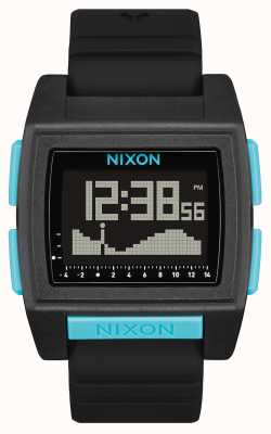 Nixon Marée de base pro | tout noir / bleu | numérique | bracelet en silicone noir A1307-602