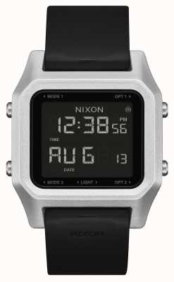 Nixon Agrafe | argent / noir | numérique | bracelet en silicone noir A1309-625