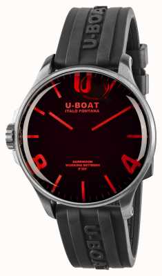 U-Boat Verre rouge Sombrelune 44 mm | acier inoxydable | bracelet en caoutchouc noir 8465/A