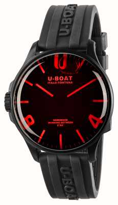 U-Boat Darkmoon pvd - verre rouge (44 mm) cadran noir / bracelet caoutchouc vulcanisé noir 8466/C