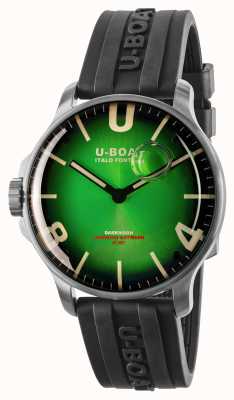 U-Boat Darkmoon 44mm acier inoxydable vert noble / bracelet en caoutchouc 8702/B