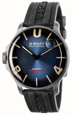 U-Boat Darkmoon ss (44mm) cadran bleu impérial soleil / bracelet en caoutchouc vulcanisé noir 8704/D
