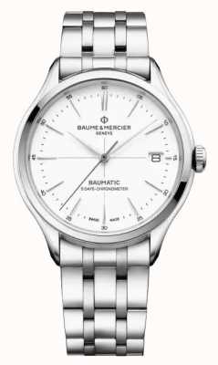 Baume & Mercier Chronomètre Clifton Baumatic (40 mm) cadran blanc pur / bracelet en acier inoxydable M0A10505
