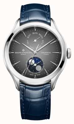Baume & Mercier Phase de lune Clifton Baumatic (42 mm), cadran dégradé gris / bracelet en cuir d'alligator bleu M0A10548