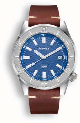 Squale 1521 onda (42mm) cadran vague bleu / bracelet cuir italien marron 1521ODG.PS-CINCUOBW