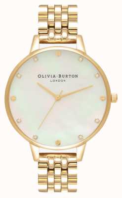 Olivia Burton Bracelet en or blanc gros cadran boitier mince OB16SE13