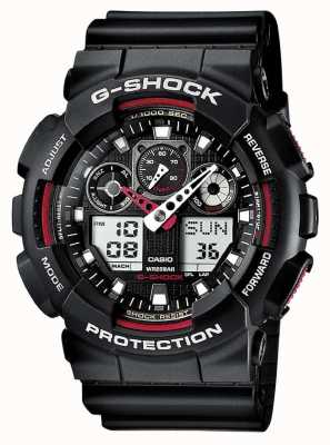 Casio G-shock chronographe alarme noir rouge GA-100-1A4ER