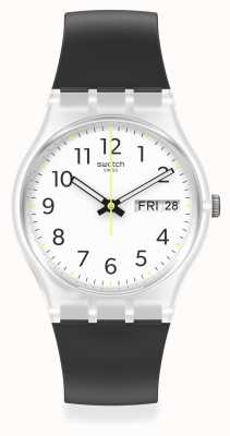 Swatch Rinçage répété | cadran blanc | bracelet en silicone noir GE726-S26