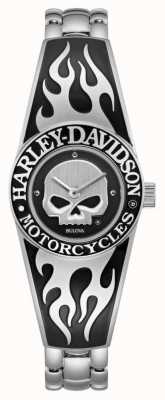 Harley Davidson Cadran crâne willie g flamboyant pour femme | bracelet jonc en acier inoxydable 76L190