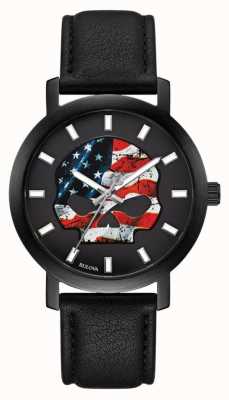 Harley Davidson Drapeau américain pour hommes Willie G | bracelet en cuir noir 78A122
