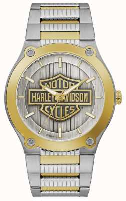 Harley Davidson Bracelet homme en acier bicolore | cadran argenté 78A125
