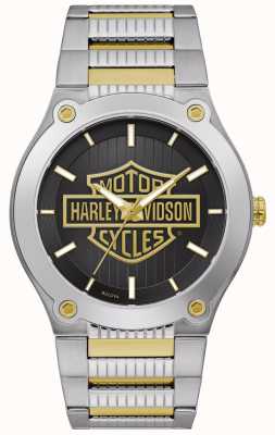 Harley Davidson Bracelet homme en acier bicolore | cadran noir 78A126