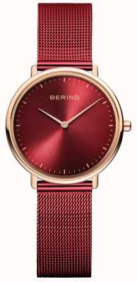 Bering Montre classique pour femme rouge et or rose 15729-363