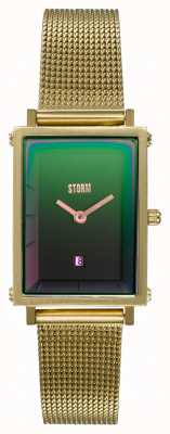 STORM Issimo or lazer vert | bracelet en maille d'acier doré | cadran vert 47489/GD/GN