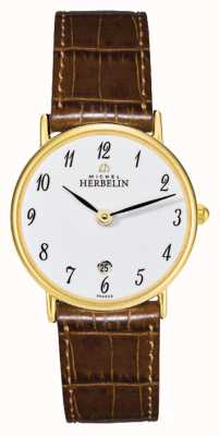 Herbelin Sonates | 26mm | cadran blanc | bracelet en cuir marron 16845/P28GO