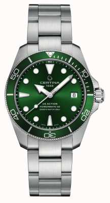 Certina Ds action diver | cadran vert | bracelet en acier inoxydable C0328071109100