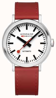 Mondaine Sbb l'original automatique (40 mm) cadran blanc / bracelet cuir rouge MST.4161B.LC