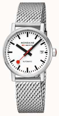 Mondaine Evo2 automatique 35mm | bracelet en acier inoxydable | cadran blanc MSE.35610.SM